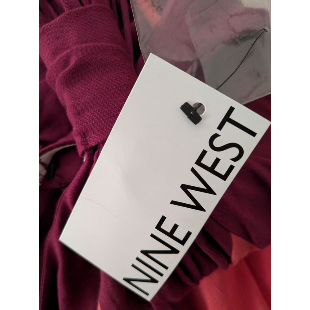 Women's Nine West Halter Colorblock Maxi Dress in Coral and Burgundy, Size L - Picture 7 of 8